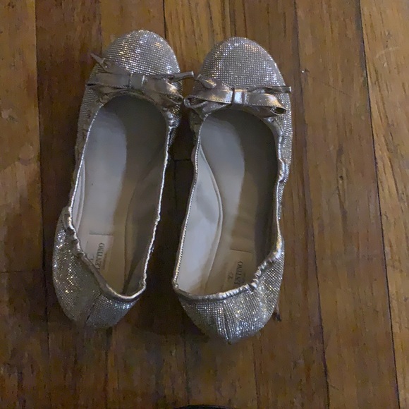 AUTHENTIC VALENTINO GARAVANI ROCKSTUD BALLERINAS micro studs bow shoes 38 gold - Picture 13 of 17